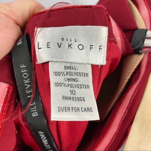 BILL LEVKOFF Cranberry Chiffon  Dress in Size 10 - Picture 2 of 4